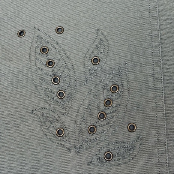 Vintage Sigrid Olsen Embroidered A Line Midi Skirt Boho Olive Army Green Size 14 - Picture 10 of 11